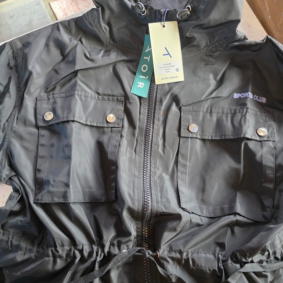 ATOIR Small Size 6 The Athlete Jacket Black Nylon Hooded Utility Style - Picture 9 of 12